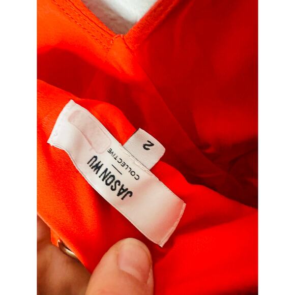 JASON WU COLLECTIVE Red Polka Dot Flutter Sleeve V-Neck Midi Dress Size 2 - Picture 10 of 15